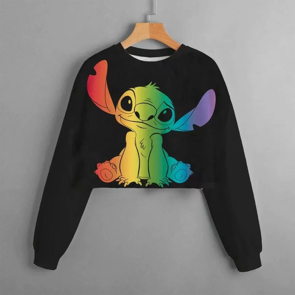 2024 New Spring and Autumn Girls' Lilo&Stitch Cartoon Hoodie Fashion Children's Sweatshirt Cartoon Long Sleeve Children's Wear