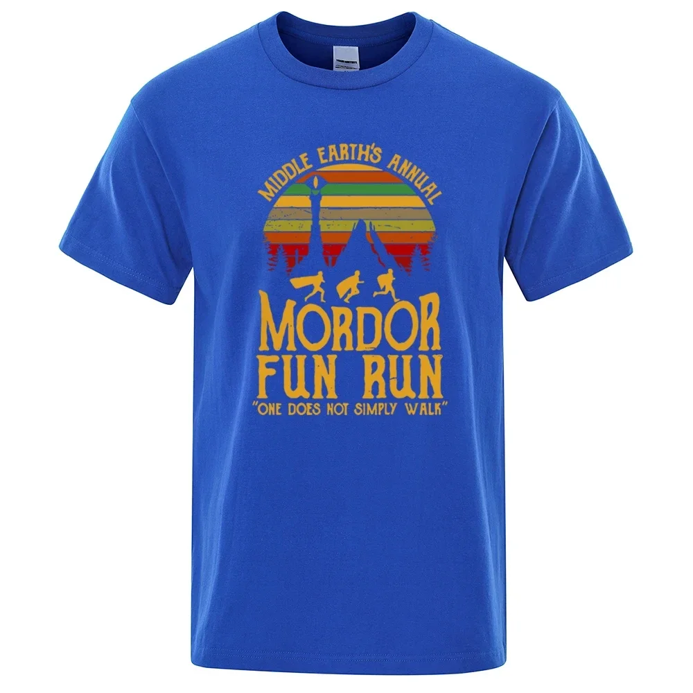 Middle Earth'S Annual Mordor Fun Run Print T Shirt Men Women Tshirts Summer Cotton Tops Tee vintage Loose Street Hip Hop T-Shirt