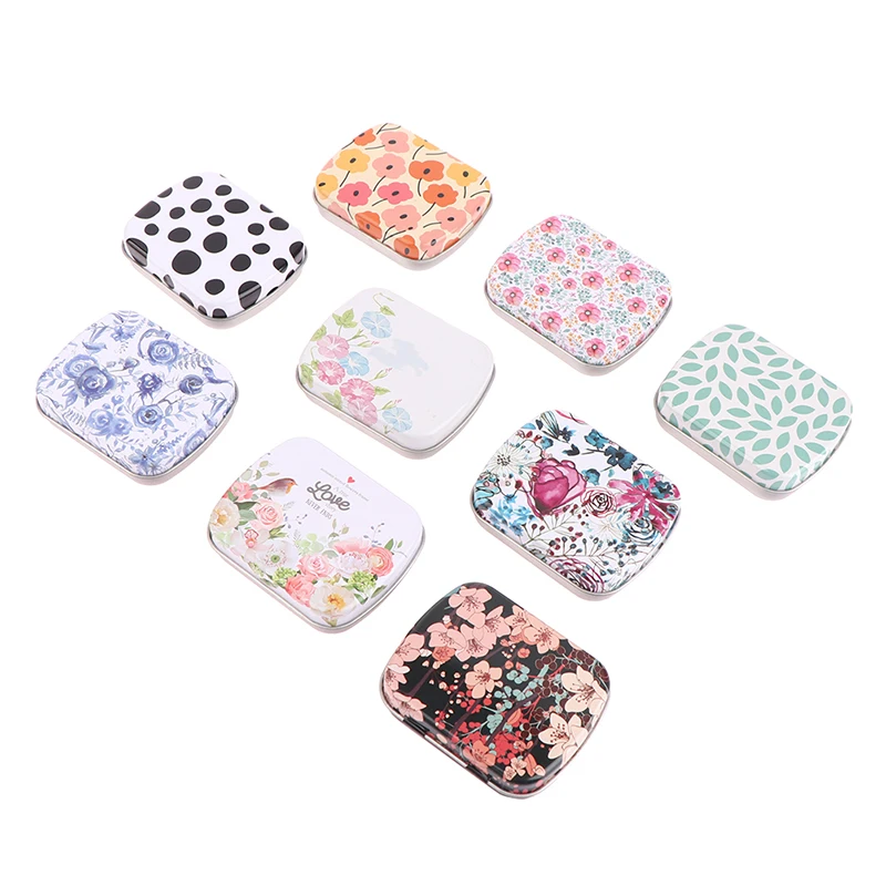 Mini Tin Box Metal Hinged with Lid Portable Rectangular Small Storage Container Candy Pill Cases for Home Organizer