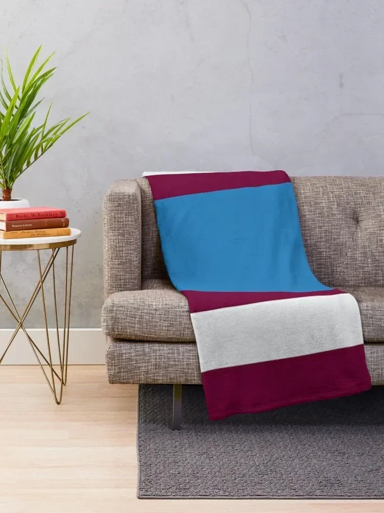 Burnley Varsity Retro Claret, Blue & White Hoops Throw Blanket Sofa Throw Sofas Blankets