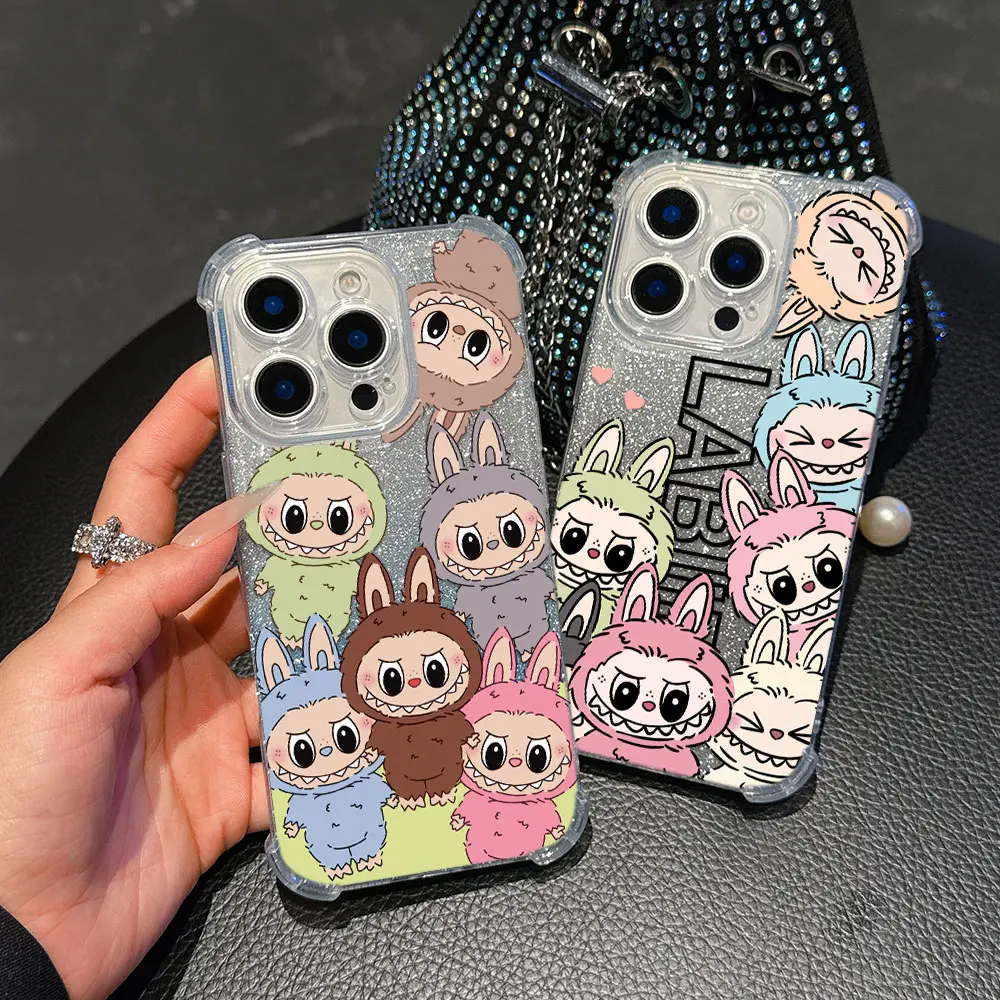 Lovely Cartoon Labubu Phone Case For vivo V40 V30 V29 V27 V25 V23 Y50 Y76 Y38 Y28 Y03 Y17s Y78 Y36 Y27 Y35 Pro 4G 5G Bling Cover