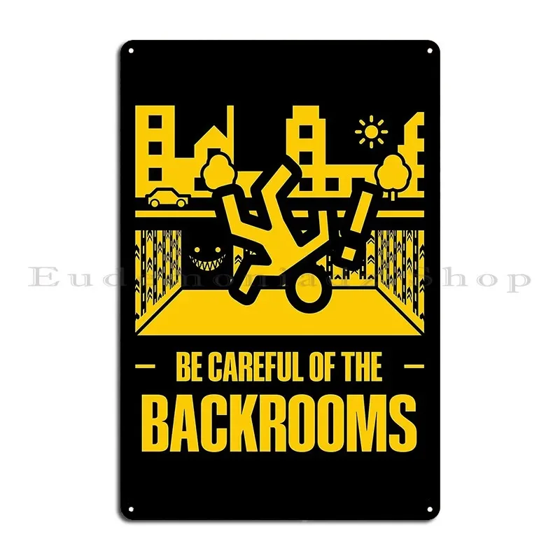 No Clipping Into The Backrooms Yellow I Survived The Backrooms The Backrooms Kane Pixel Metal Painting Garage Tin Sign Poster