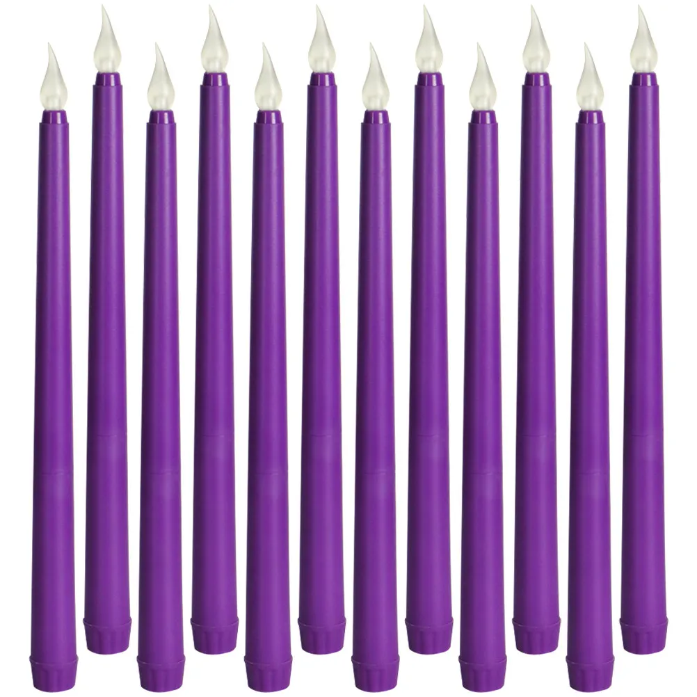 12Pcs LED Electronic Lights Battery Operated Flameless Taper Candles for Wedding Party Home Decor Realistic Simulated