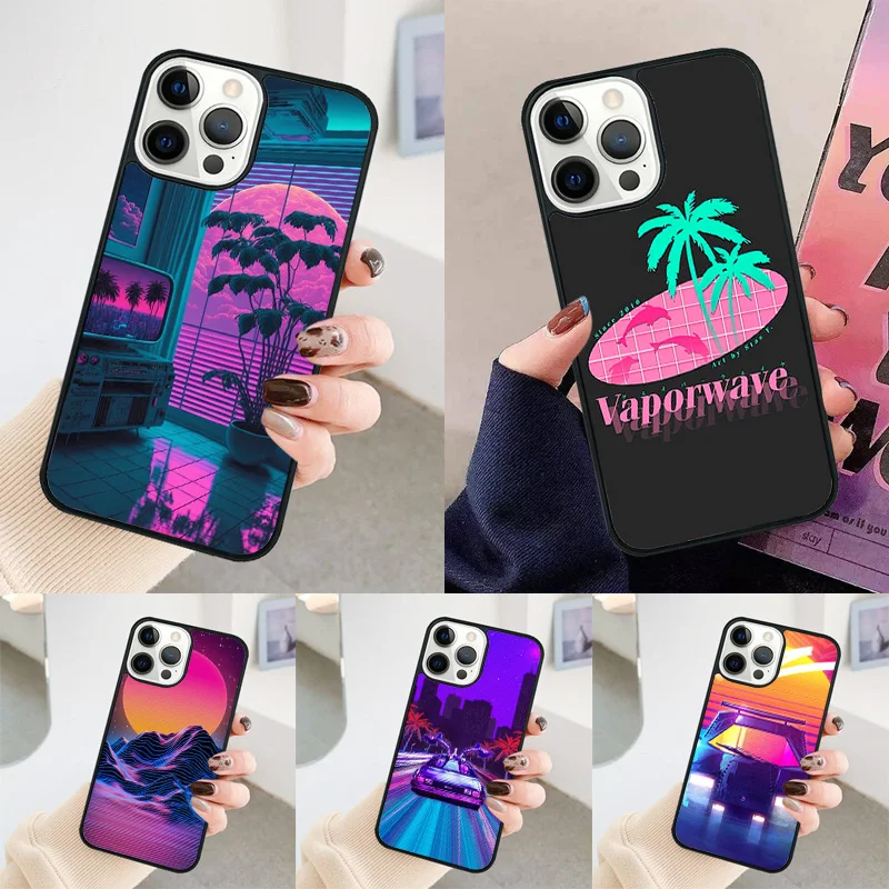 80s Retrowave Neon Palms Tree Phone Case For iPhone 14 15 16 13 12 Mini Max Cover For Apple 11 Pro Max 8 7 Plus SE2020