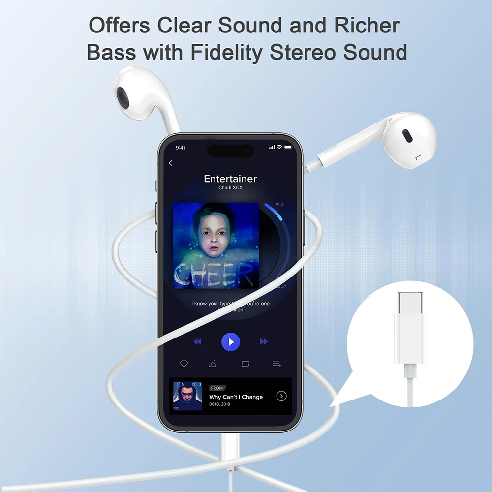 Оригинальные проводные наушники для Apple iPhone 17, 16, 15 Pro Max, USB C, наушники типа C с микрофоном, стереонаушники