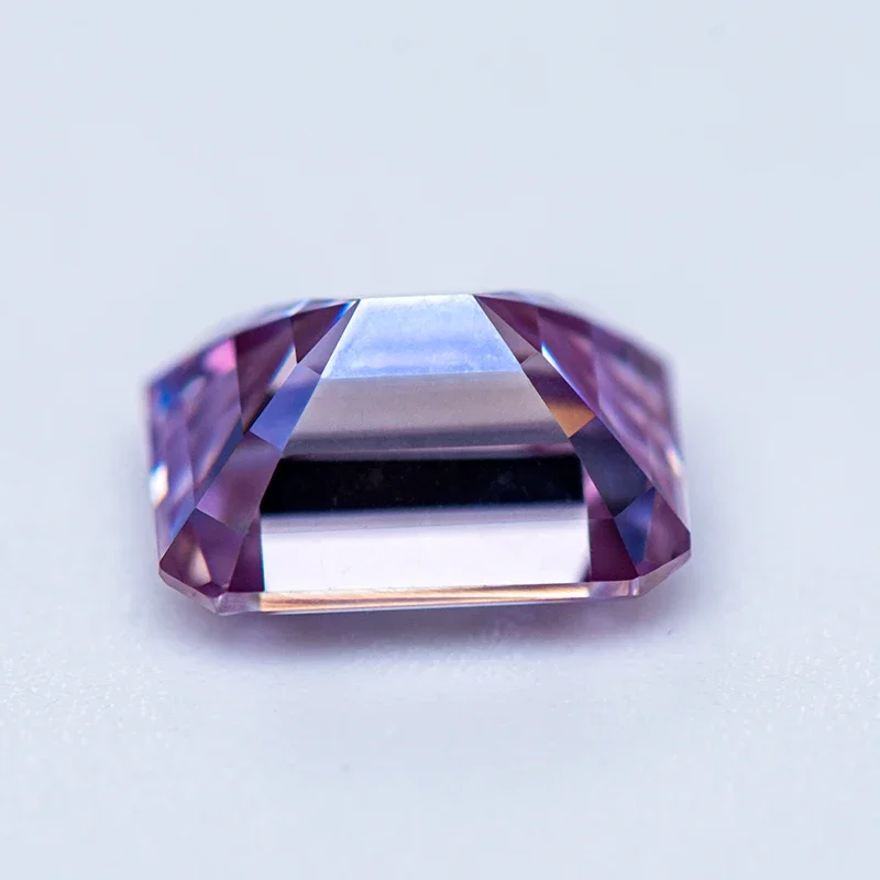 Moissanite Stone Emerald Cut Light Purple Color Gemstone Lab Grown Diamond Charms Woman DIY Jewelry Making With GRA Certificate