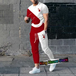 Mode Sportkleding Pak Set Heren Jogging Set Trainingspak T-Shirt Broek 2 Delige Set Mannelijke Oversized Straatkleding