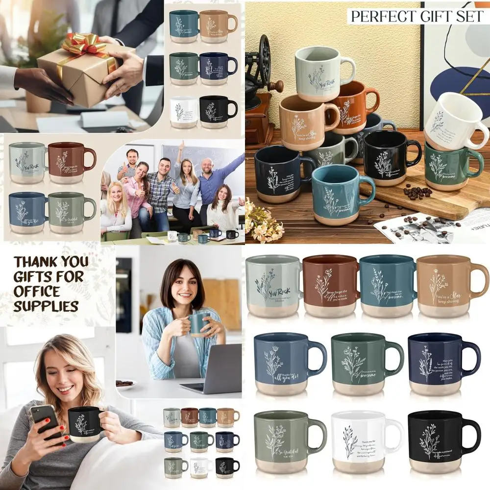 

Set of 10 Wildflower Ceramic Mugs for Employee Appreciation, Team Gifts, and Motivational Coffee Cups