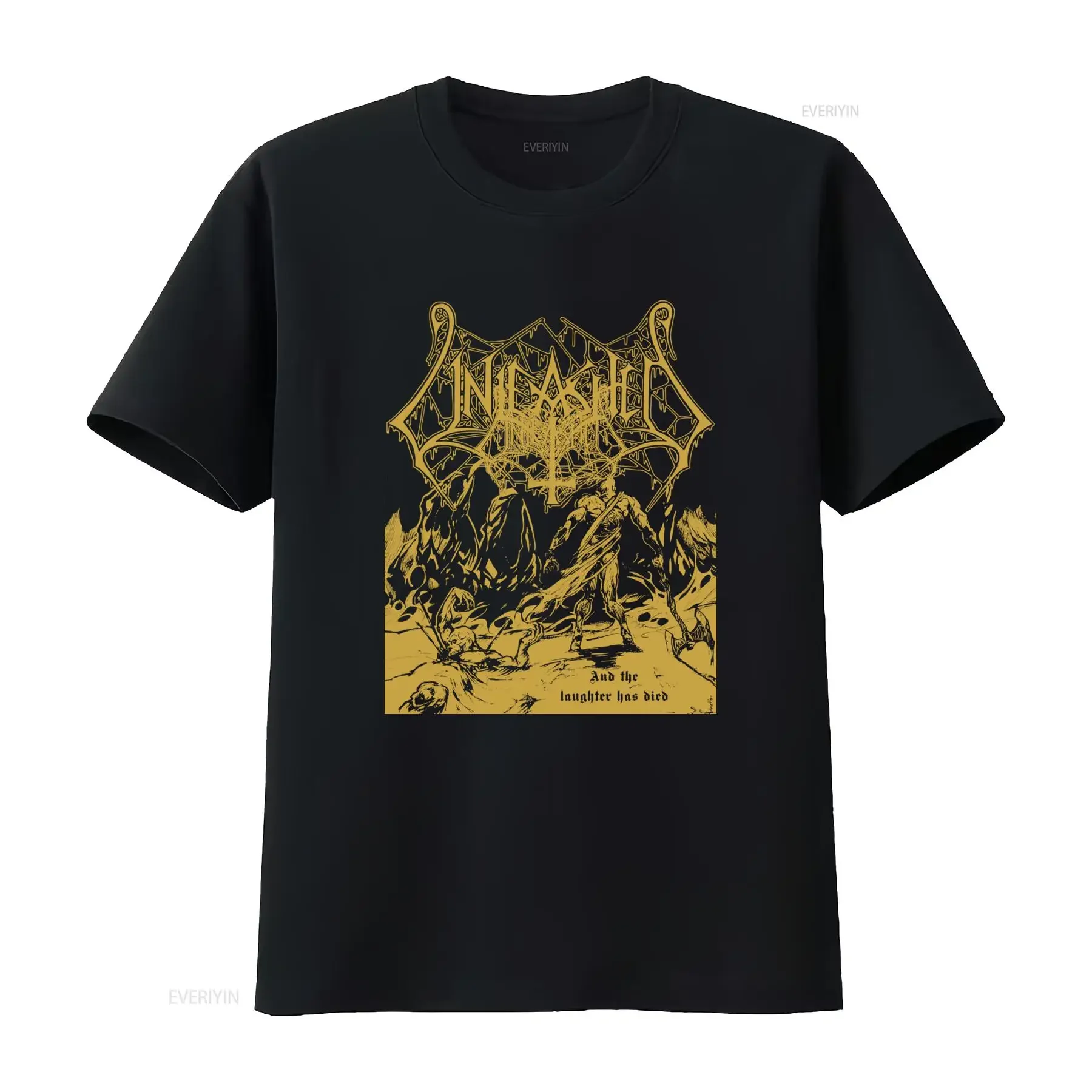 Unleashed And The Laughter Has Died Official Swedish Death Metal T Shirt 2016 Print vintage Washed Breathable Comfortable