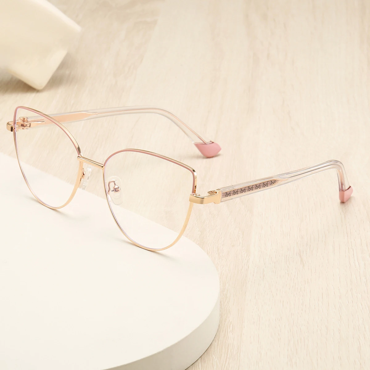JMISUS Woman Cat Eye High-Quality Metal Progressive Multifocal Glasses Anti-Blue Light Butterfly Prescription Eyewear