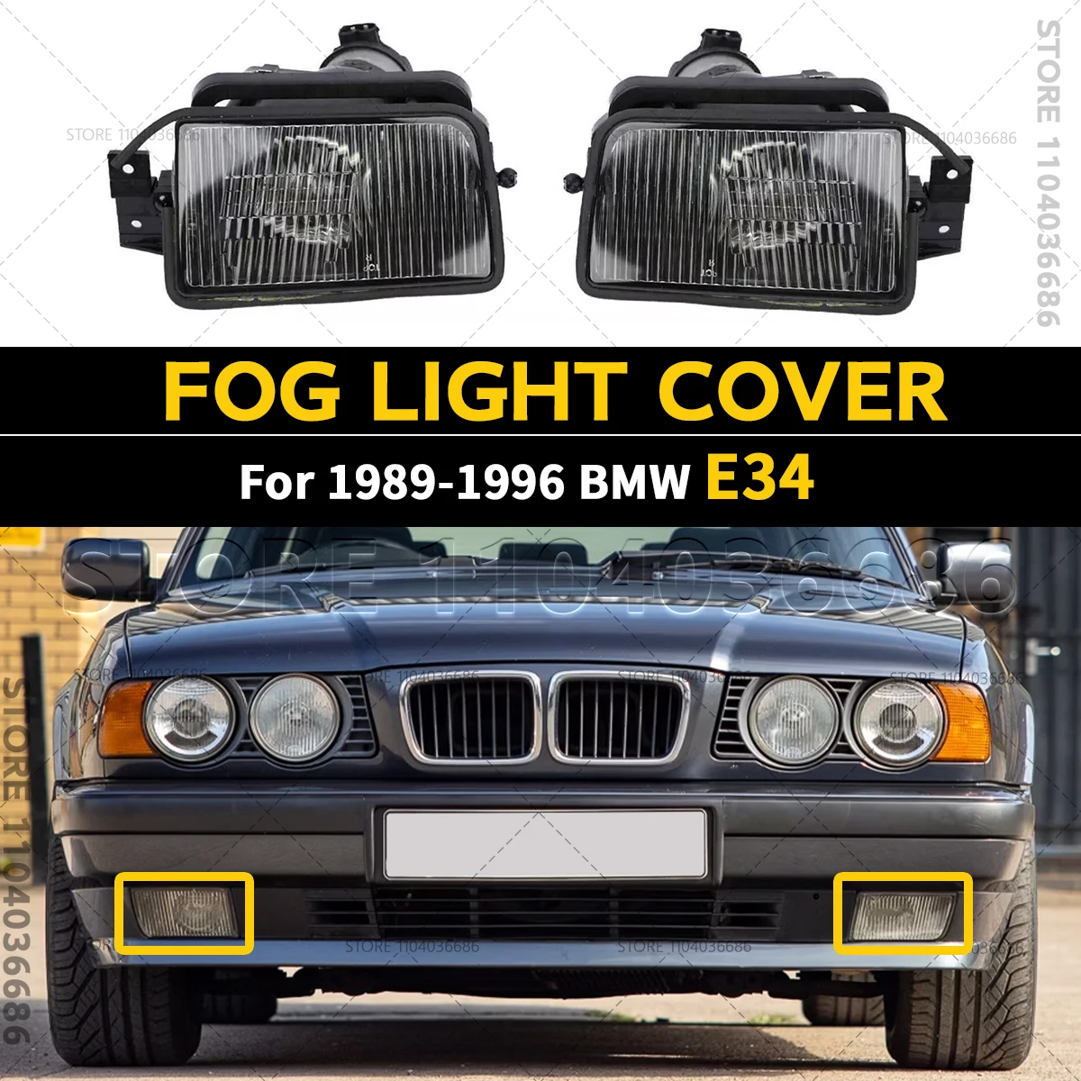 

For 1989-1996 BMW 525i 530i 535i 540i M5 E34 Fog Light Lamp Cover (Without Bulb) 63178360941 63178360942