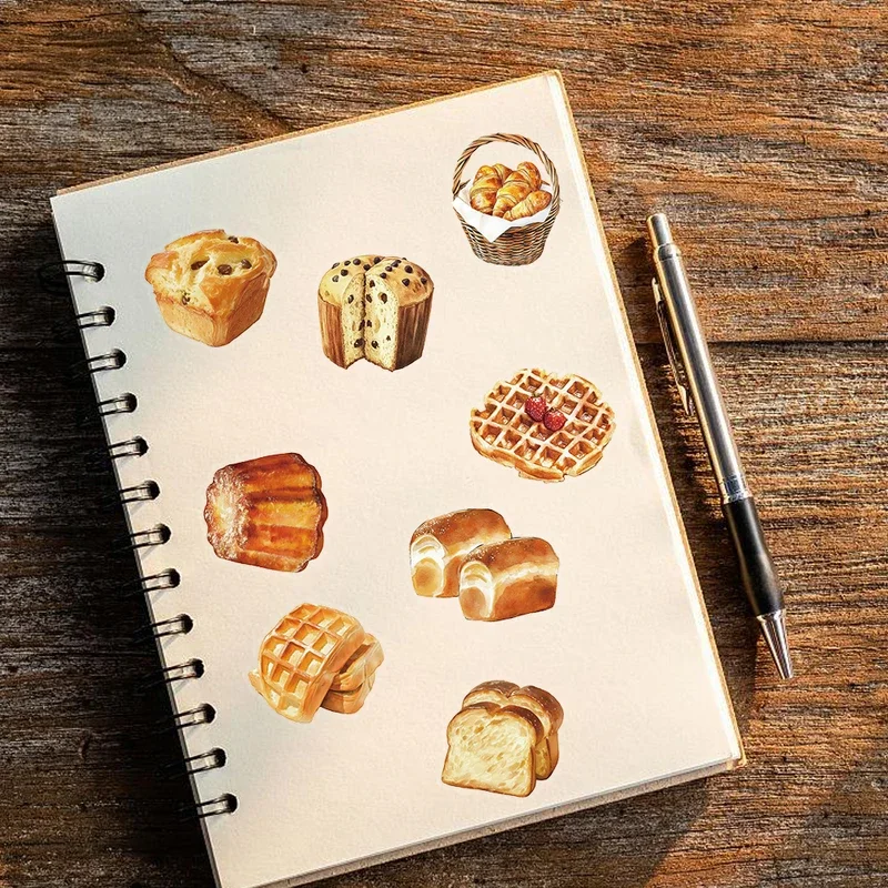 10/30/50Pcs Cute baking bread Stickers Nostalgic Waterproof Scrapbooking Creative Paper Laptop Luggage Waterproof Gifts Sticker