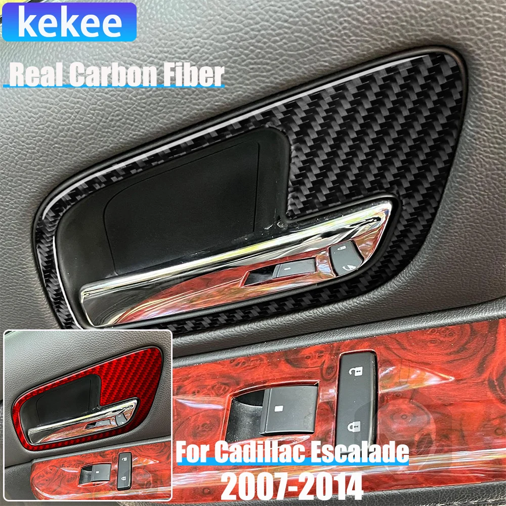 

Real Carbon Fiber Car Accessories Door Handle Frame Decorative Cover Soft Sticker For Cadillac Escalade EXT ESV 2007-2014