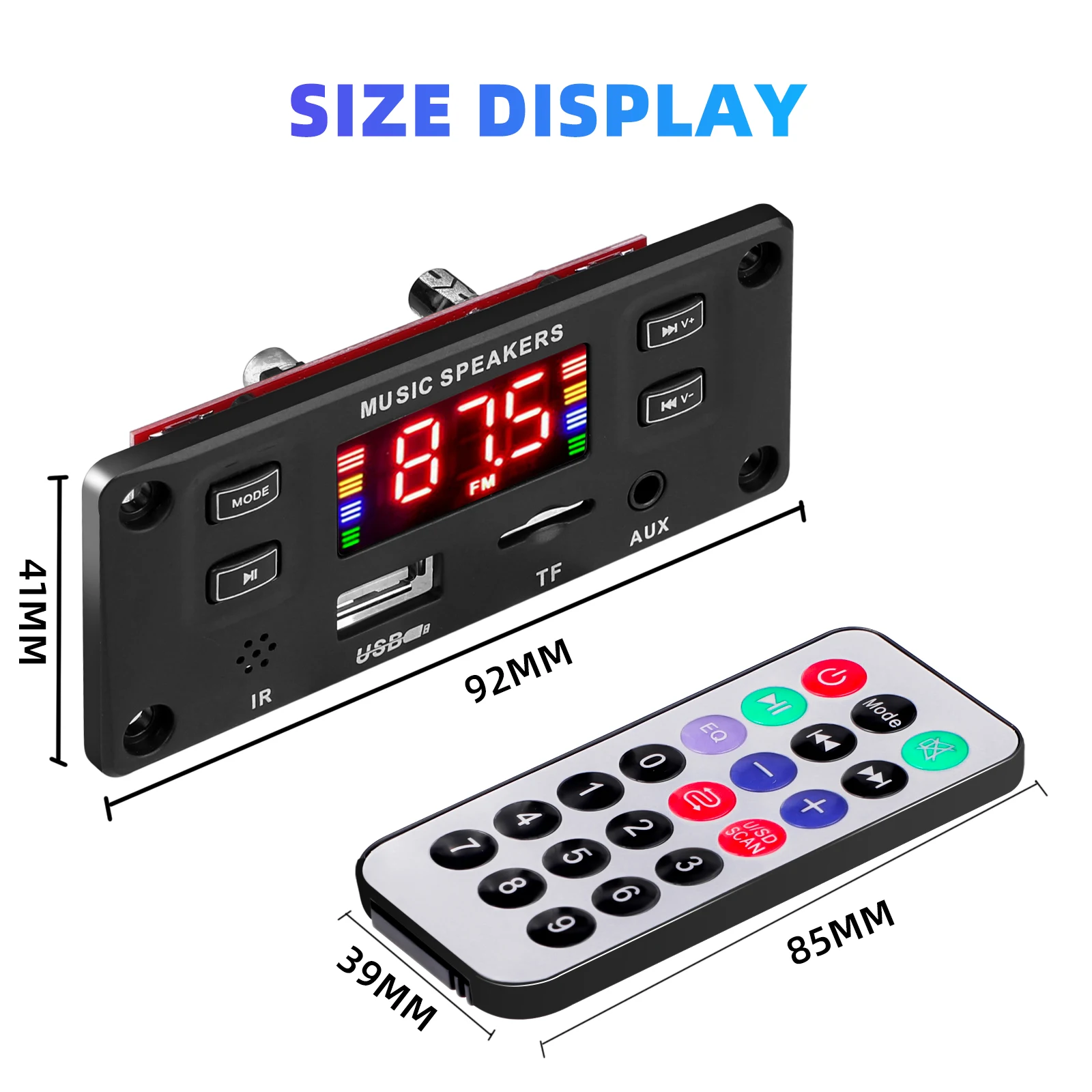 2*30W 60W Amplifier Car Audio USB TF FM Radio AUX Module Bluetooth 5.0 12V MP3 WMA Decoder Board MP3 Player with Remote Control