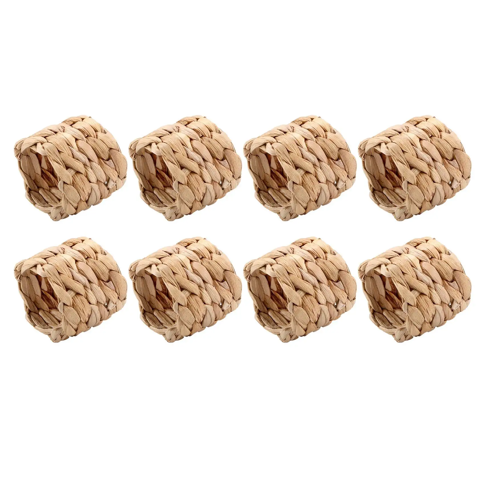 8Pcs Country Style Water Woven Napkin Ring, Hand-Woven Straw Napkin Ring, Farmhouse Natural Napkin Buckle