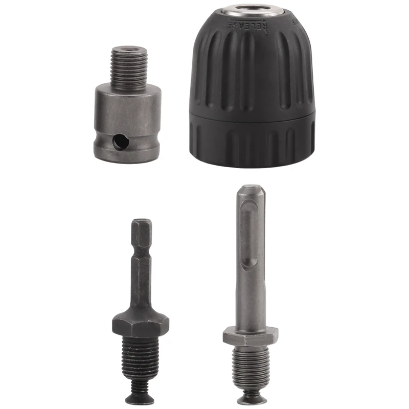 0.8-10Mm Precise Keyless Drill Chuck Converter 3/8Inch- 24UNF Thread Quick Change Adapter With SDS-Plus Hex Shank Socket