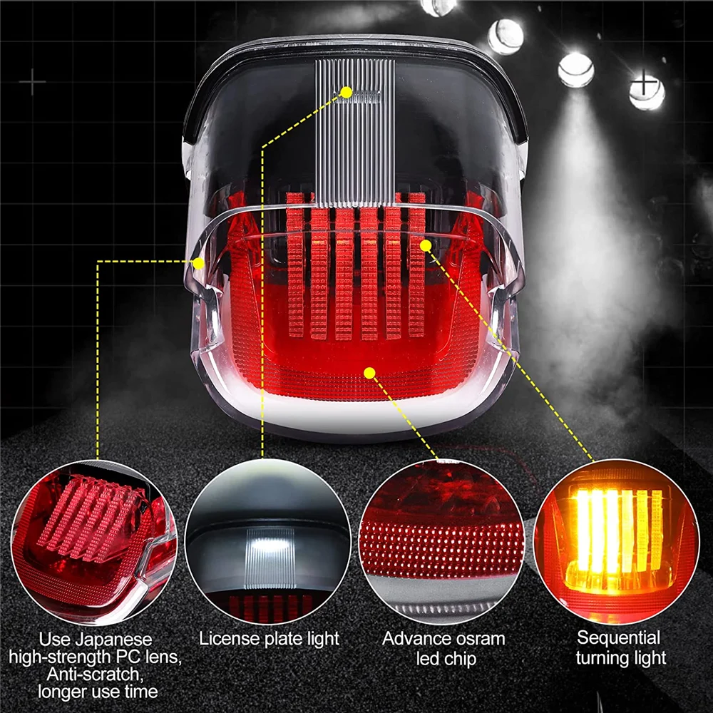 For Harley Davidson Motorcycle LED Rear Brake Tail Light Turn Signal For Harley Sportster Dyna Softail Touring Road Glide Fatboy