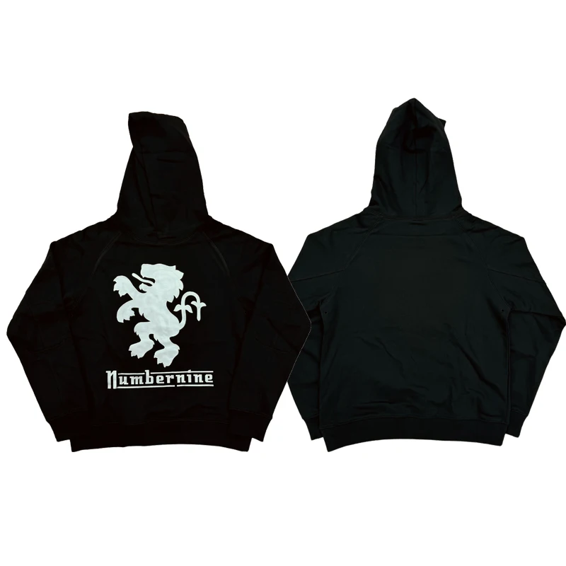 

Number Nine SS00 Lambretta Hoodie Vintage Print Full Zipper Hooded Sweatirt Men's Casual Comfortable Warm ex Lion Pattern