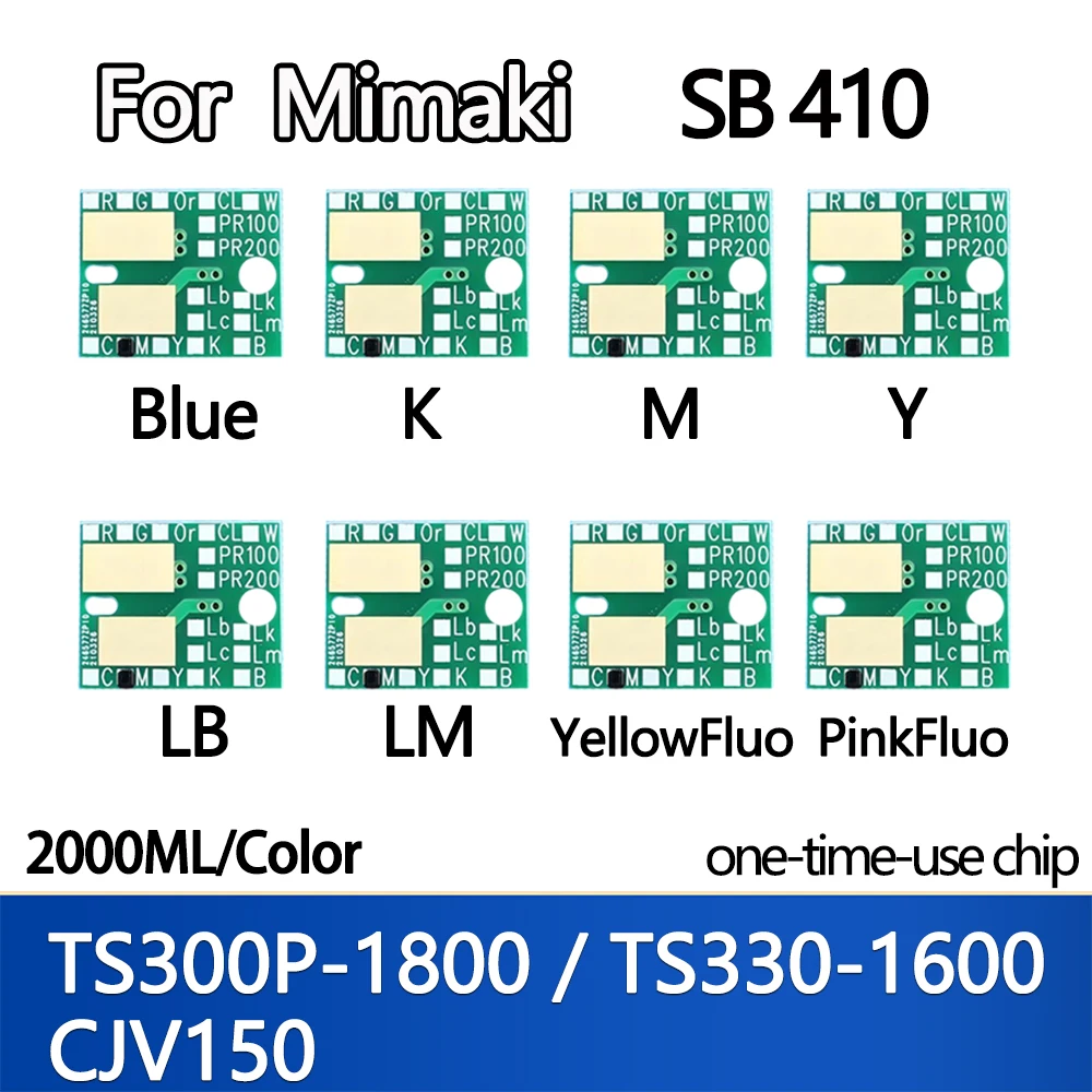 2000ML SB410 SB 410 Ink Chip for Mimaki TS300P-1800 TS330-1600 CJV150 Ink Bottle disposable chip Blue K M Y LB LM PinkFluo