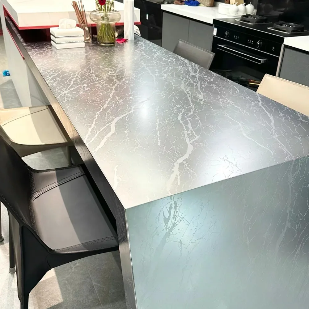 Ice cracked stainless steel scratch-resistant board snow crystal sandblasting chrome-plated 304 countertops simple light luxury
