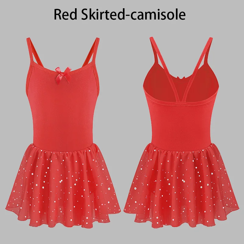 الفتيات جولة الرقبة بروتيل أكمام الباليه يوتار للأطفال الجمباز الرقص مع القوس لطيف وتنورة لامعة توتو اللباس