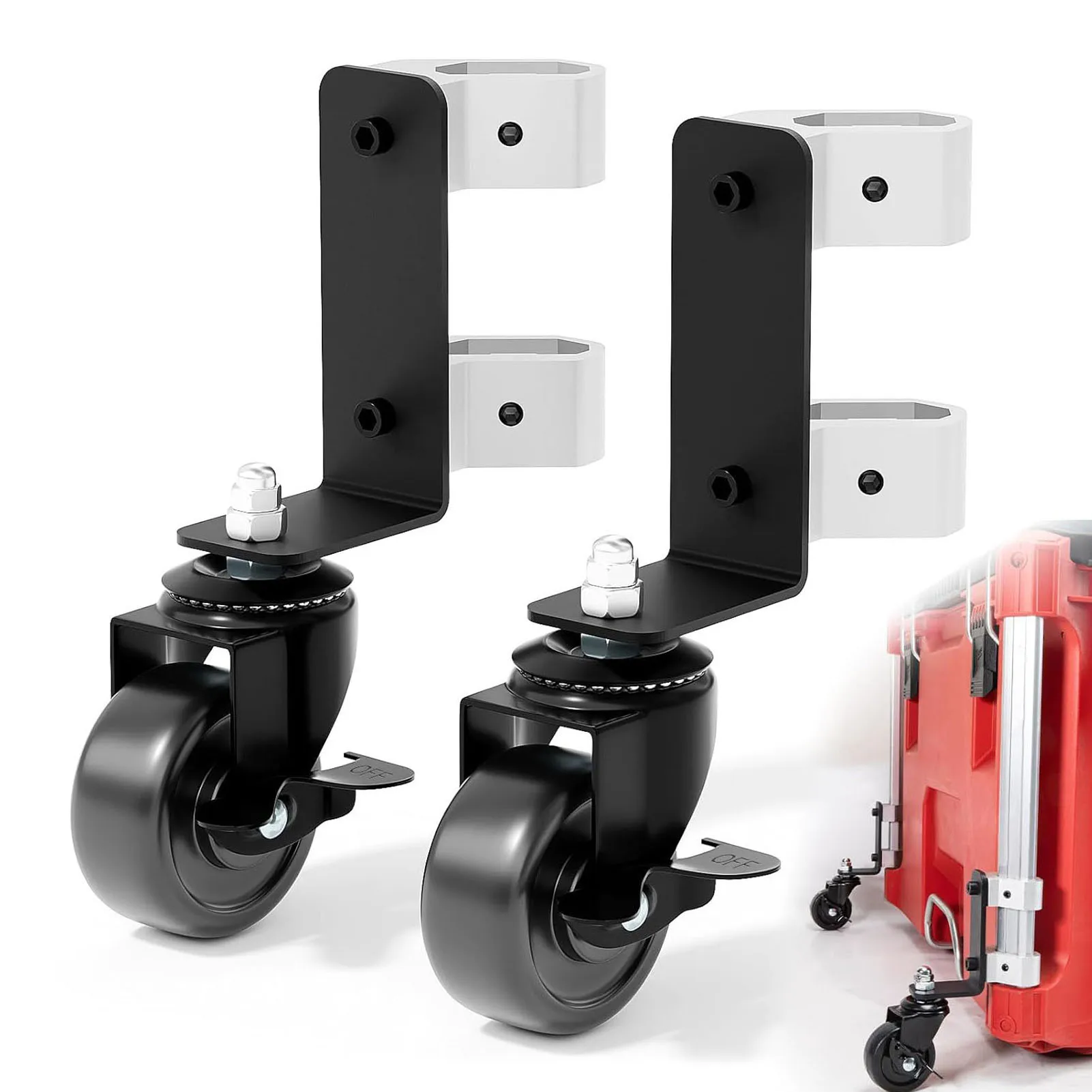 360度回転デュアルフロントホイール、耐荷重200ポンド、ステンレス製アクセサリー、ローリングツールボックスマウントキャスターホイール用