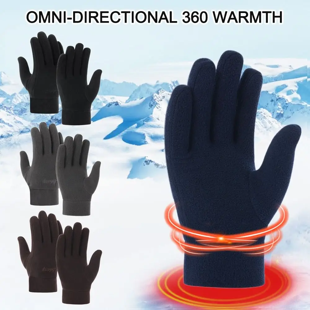 Men Gloves Fleece Autumn Winter Thick Plush Furry Warm Mitts Women Gloves Full Finger Mittens