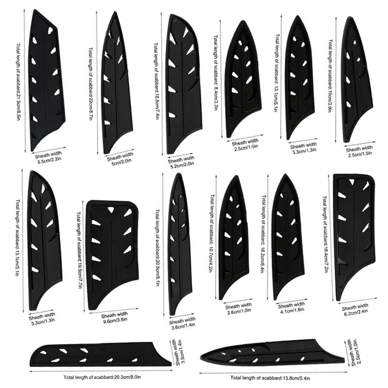 3-8 Inch Kitchen Knife Sheath Black Plastic Knife Covers Knife Blade Protector Cover Edge Guards Case Kitchen Accessory