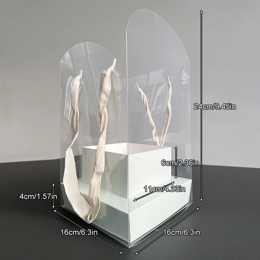 5/10Pcs, Hand Flower Packaging Box, Waterproof Transparent Flower Art Arrangement Paper Box, Tote Florist Supplies Package