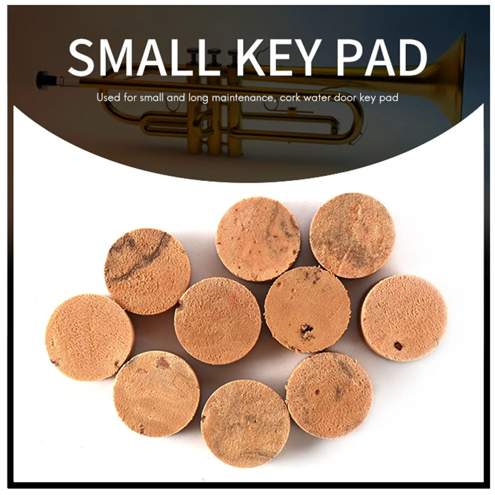 10Pcs Water Key Water Key Spit Valve Pad in sughero per accessori per la riparazione del Trombone a tromba diametro 9Mm spessore 4Mm