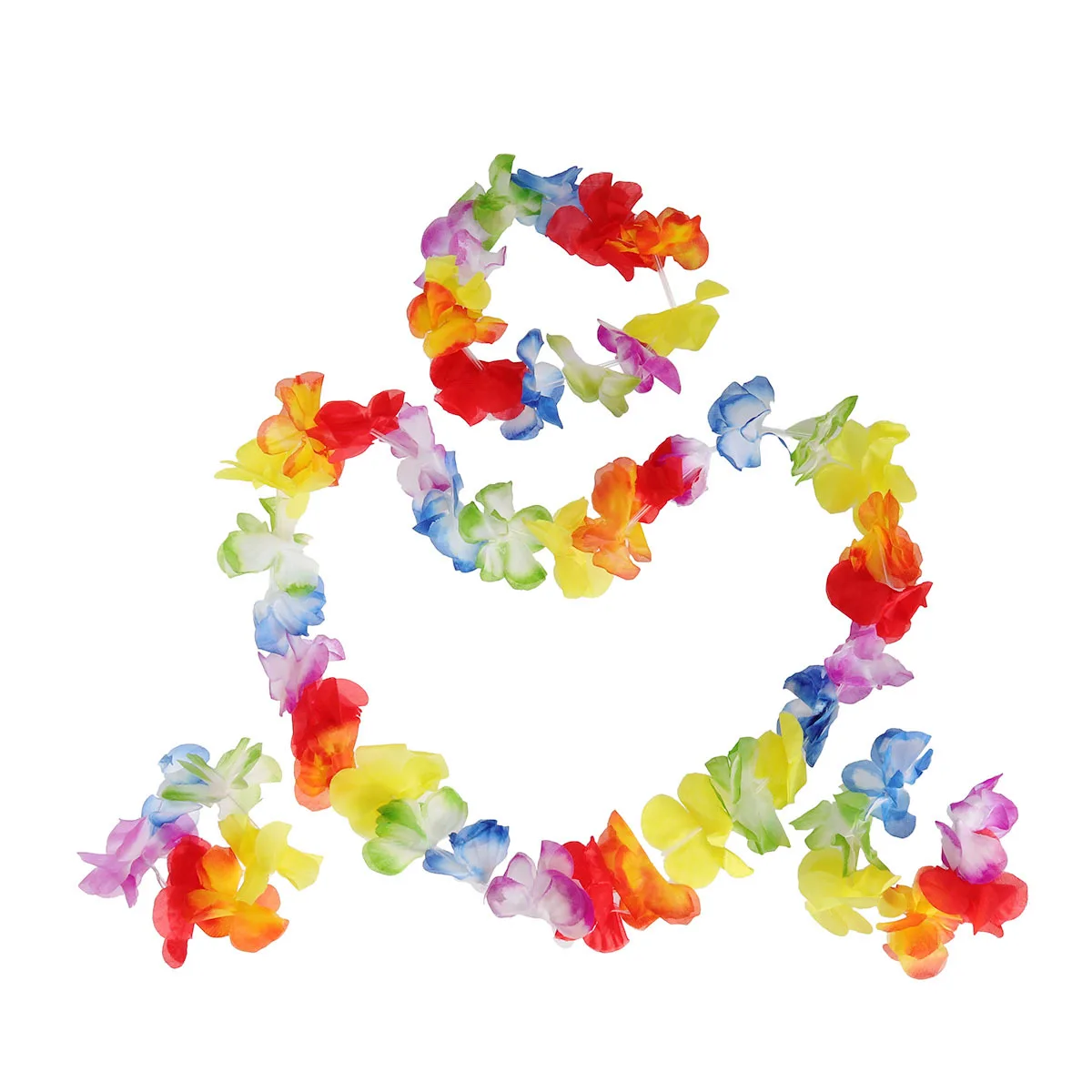 

5-in-1 Hawaii Hula Grass Skirt Set 40cm Colorful Tropical Dance Bra Flower Bracelets Headband Necklace Hawaii Grass Skirt