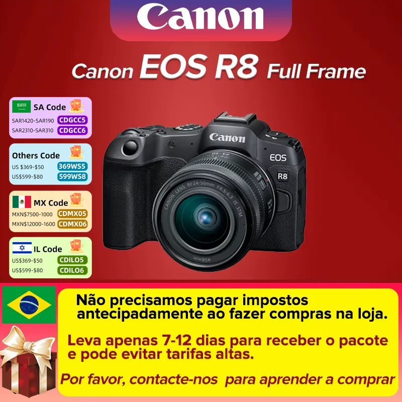 Canon EOS R8 Full Frame Mirrorless Compact Digital Camera Professional Photographer Photography 26.2MP 4K Video Vlog