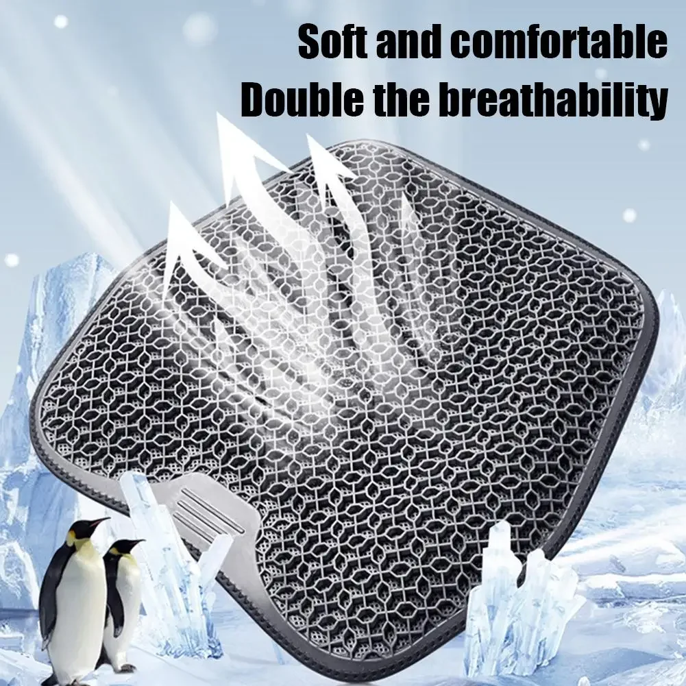 Ergonomic Honeycomb Gel Seat Pad Black, Breathable Washable Cool Cushion, Ideal for Home Office Car & Gift Giving