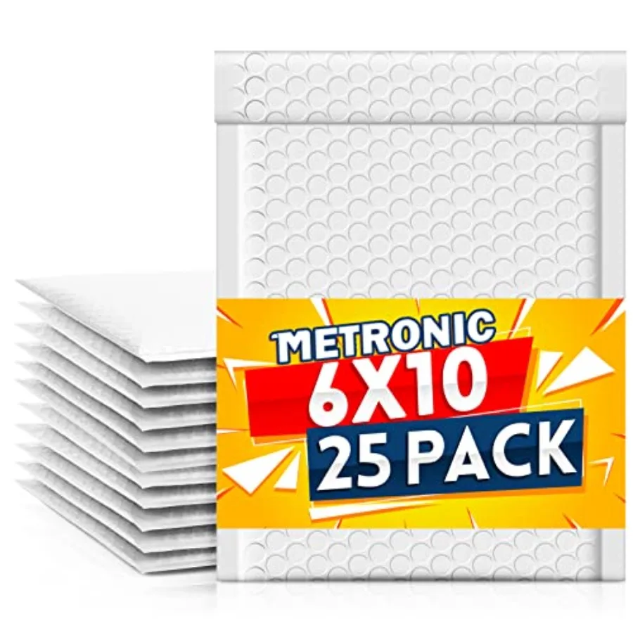 

Bubble Mailers 6x10 Inch 25 Pack Usable Size 6x9" Self-Seal Padded Envelopes Cushioning Bubble Bags for Gifts Packaging, Shippi