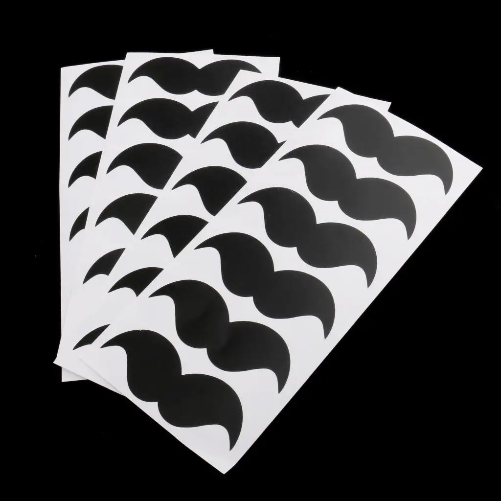 9 x 6pcs Black Chalk Board Vinyl Mustache Decal Stickers Art DIY