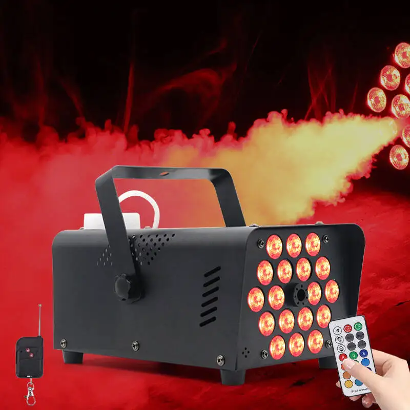 Macchina del fumo da 500 W di nuovo arrivo con 13 luci controllabili a colori Macchina del fumo automatica con effetto 18 telecomando senza fili a LED
