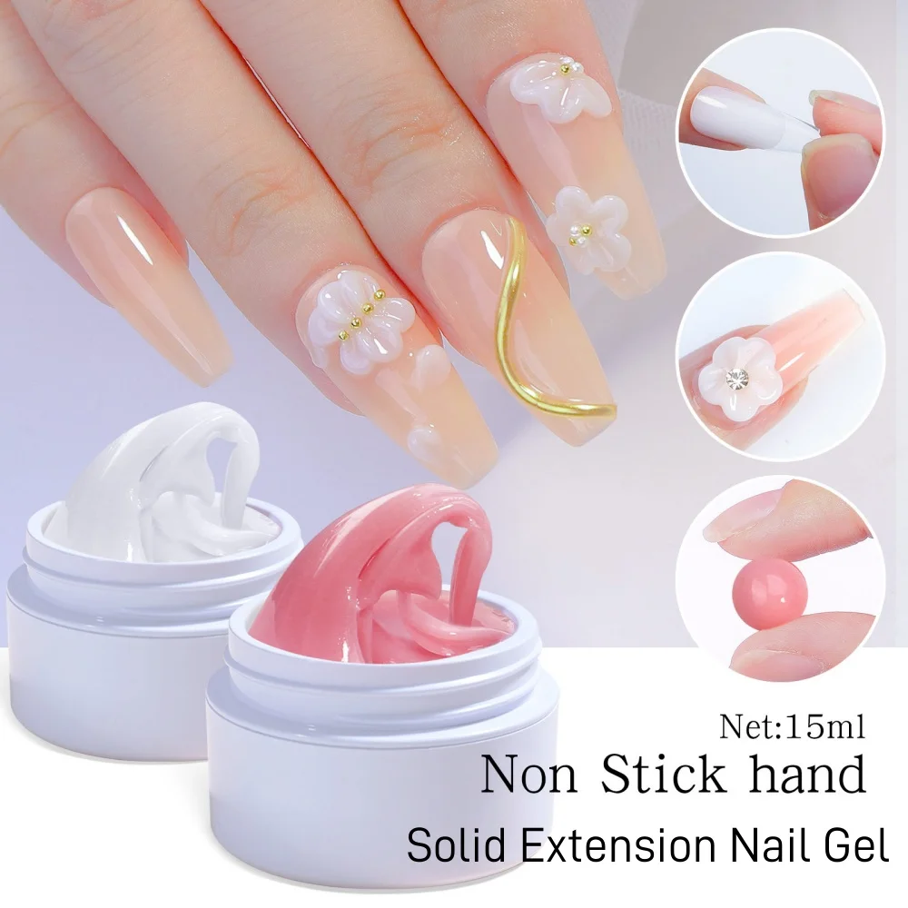 5G/15G Non-Stick Hand Stevige Verlenging Nagelgel Roze/Helder/Wit Snijwerk Bloem Nagelgel 3d Sculptuur Diy Uv Gel Acrylvernis