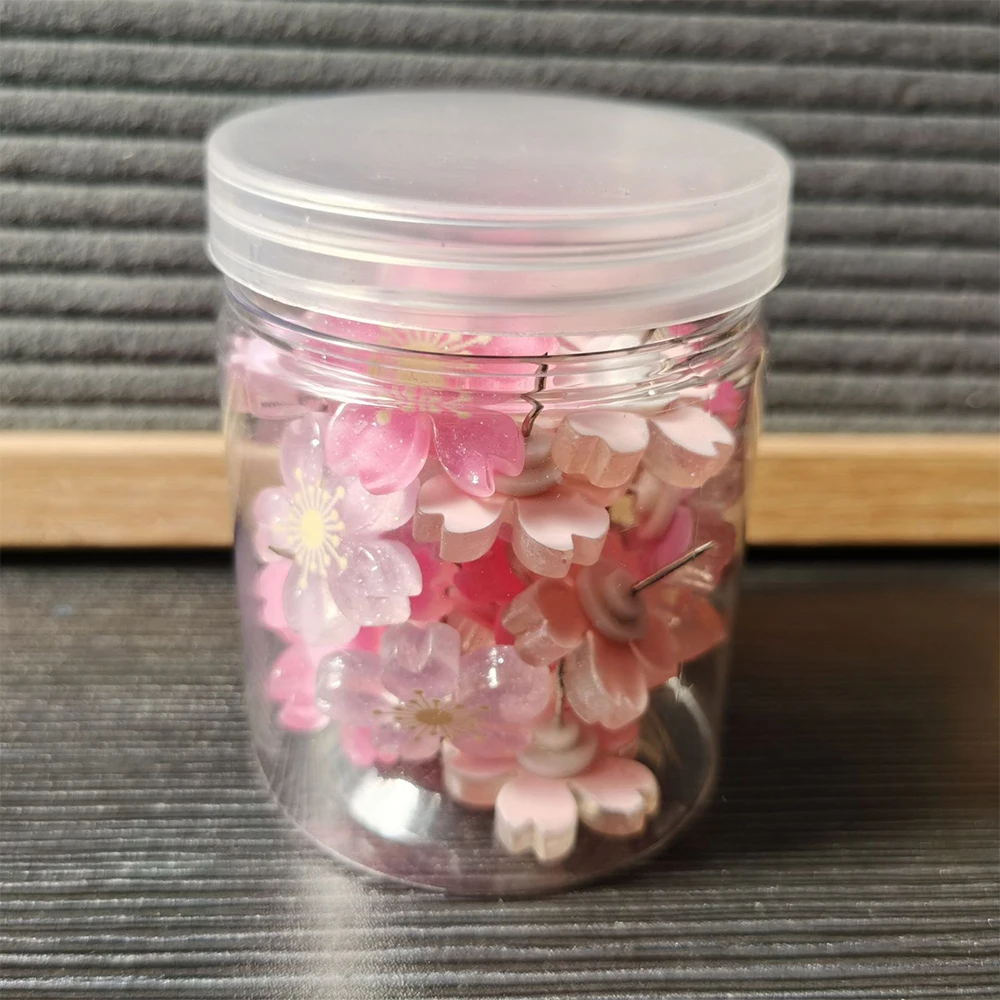 30Pcs/lot Decorative Cherry Blossoms Push Pins Flower Shape Thumbtack Cork Board Pins Drawing Photo Wall Studs Kawaii Pushpins