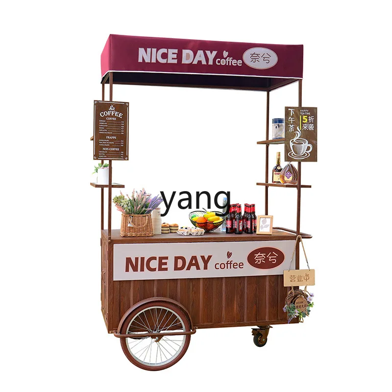 

YJQ scenic market stall outdoor display car iron supermarket movable sale snack car