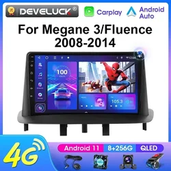 2 Din Android 12 Autoradio Lettore video multimediale per Renault Megane 3 Fluence 2008 - 2014 Navigazione GPS Carplay Auto DVD RDS