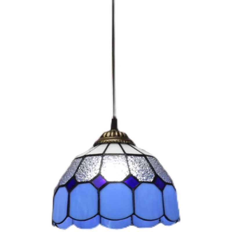 

American personalized wrought iron bar living room dining room hanging Mediterranean colored glass Tiffany decorative lamps
