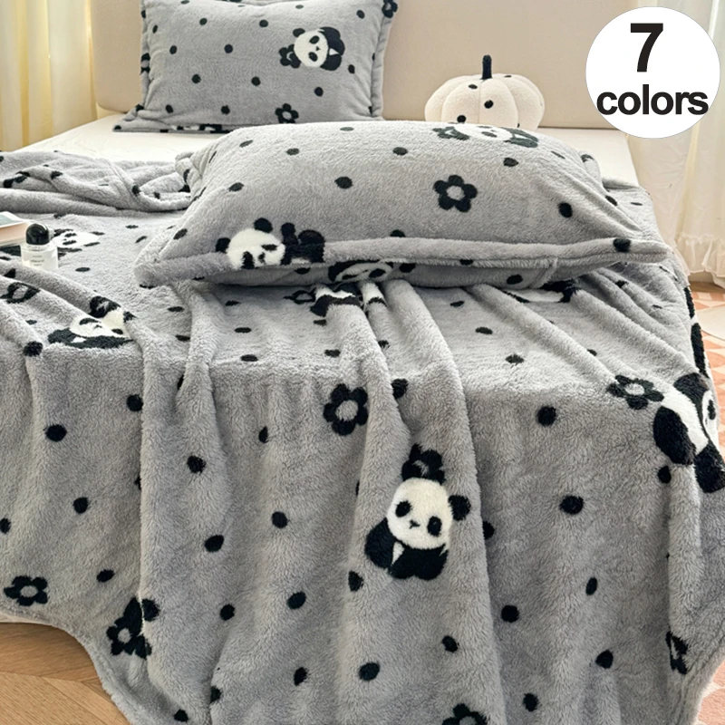 Cuddly Panda Printed Flannel Blanket - Super Soft and Warm, Adorable Home Décor Plush, Perfect for Playful Snuggles