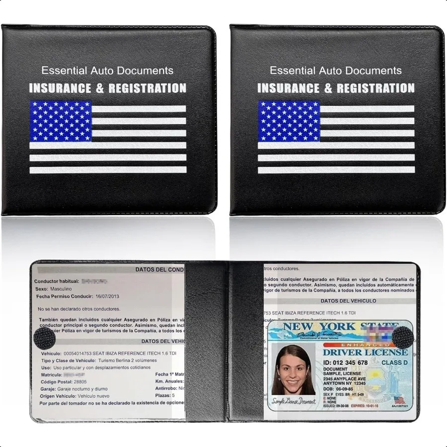 ซองใส่เอกสารรถยนต์ 2 ชิ้น พร้อมช่องเก็บของในรถ สำหรับเก็บเอกสารสำคัญ เช่น ใบขับขี่ ประกันภัยทะเบียนรถ พร้อมฝาปิด อุปกรณ์เสริมในรถยนต์อเนกประสงค์