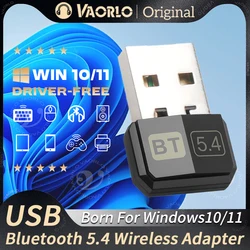 Bluetooth 5.4 Adapter PC/Laptop USB Bluetooth Receiver Dongle Wireless Computer Adapter For Mouse Keyboard Win10/11 Driver Free