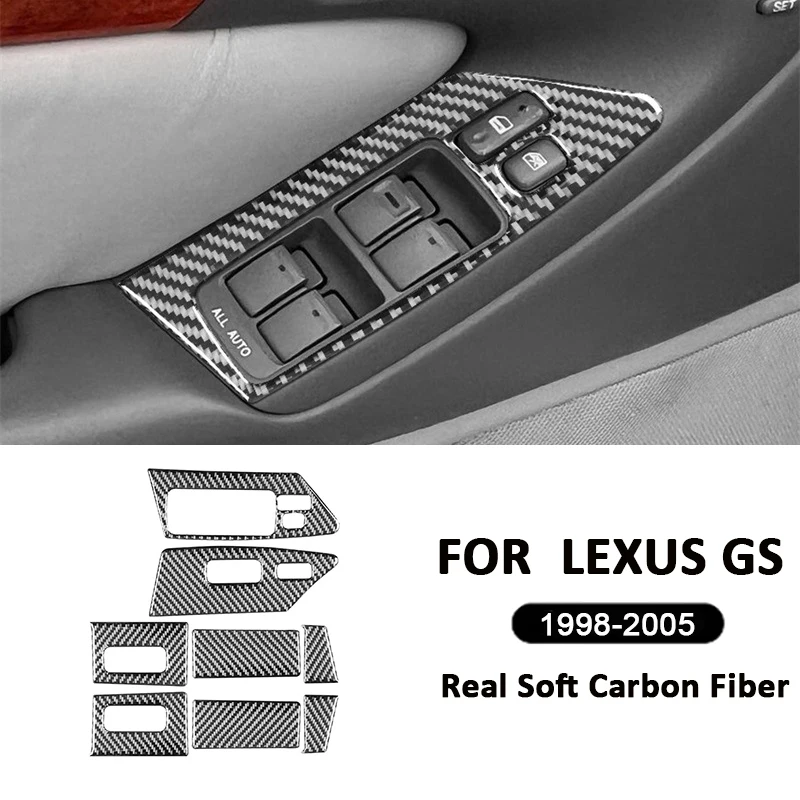 

For LEXUS GS 1998-2005 Carbon Fiber Car Power Window Lifter Switch Buttons Control Panel Trim Frame Interior Decoration Sticker