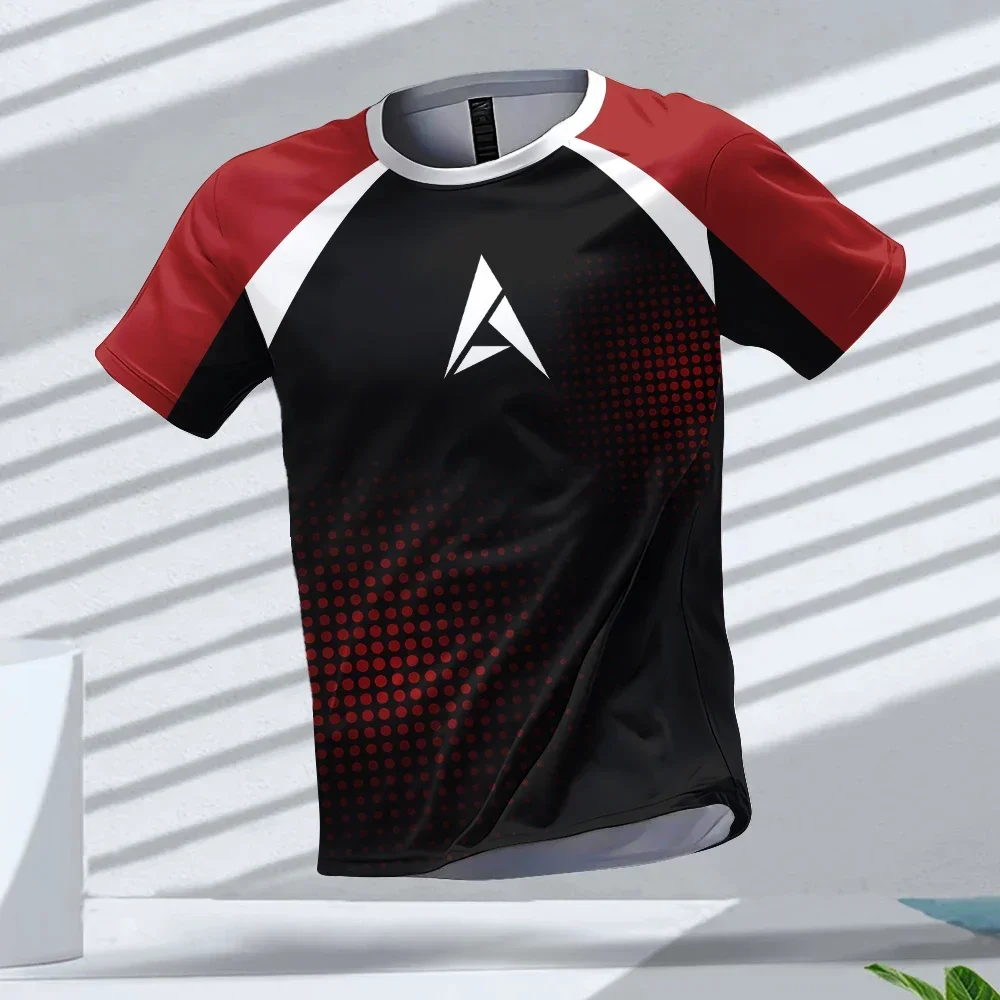 Summer Outdoor Fitness Sportswear Round Neck Short-Sleeved Men\'s T Shirt Pattern Printing Tops Gym Quick-Drying T-Shirts