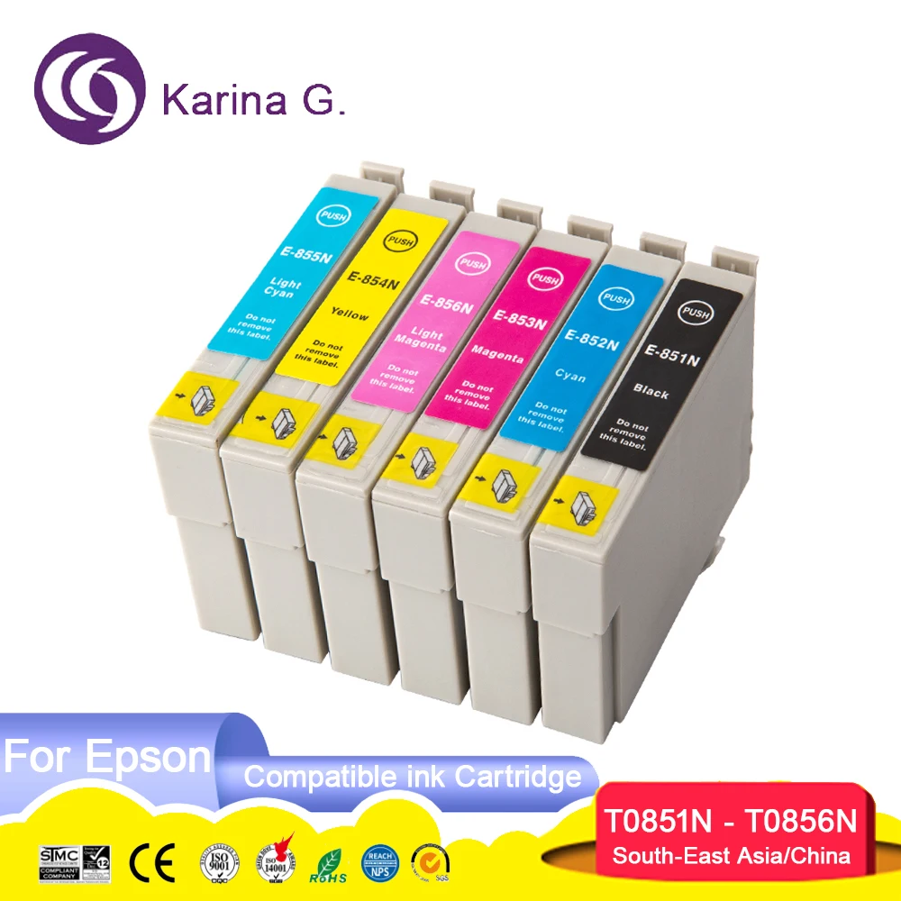 T0851N T0852N T0853 T0854 T0855 T0856 T85 85N Premium Color Compatible Inkjet Ink Cartridge for Epson Stylus Photo 1390 T60 R330