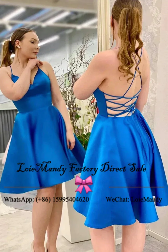 Royal Blue Short Graduation Dresses Sexy Above Knee Length Prom Party Gowns For Women Formal Plus Size Vestidos de graduación