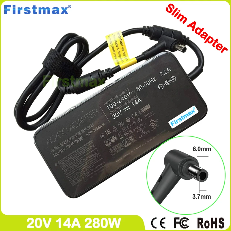 20V 14A 280W Laptop Adapter Charger for Asus ROG Mothership GZ700GX PX531GW PX731GW AZ700GX PZ502LI PX712LI PZ502LU S7ZC