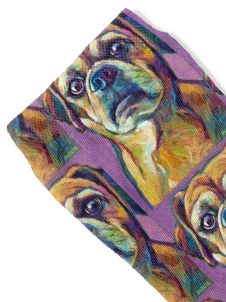 Fun Puggle Pup on Lavender Socks hockey Running hiking japanese fashion Socks Women's Men's